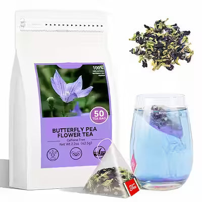 Butterfly Pea Flower Tea Bags, 50 Count, 62.5g