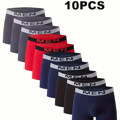 10-pack men’s breathable boxer briefs in solid colors