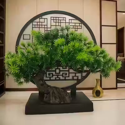 9.5-inch artificial pine bonsai for home and office decor