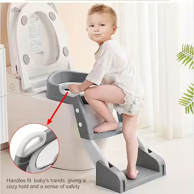 2-in-1 Toddler Potty Training Toilet Seat with Step Ladder, Splash Guard, and Anti‑Slip Pad – Foldable Kids Toilet Seat for Boys and Girls