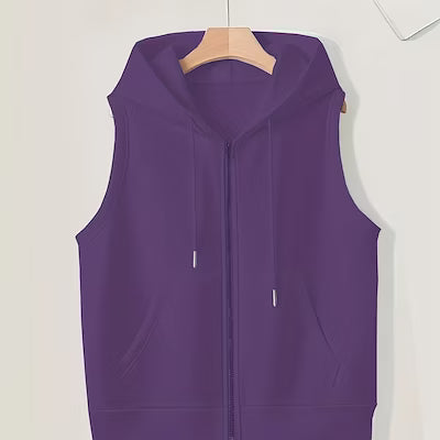 Plus Size Hooded Zip-Up Jacket with Side Pockets