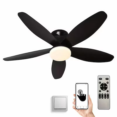 36-Inch Low Profile Ceiling Fan with LED Light and Remote - Black
