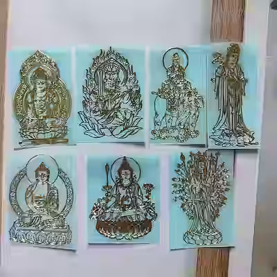 Golden Foil Metal Sticker Set – 7 Self‑Adhesive Disposable Stickers