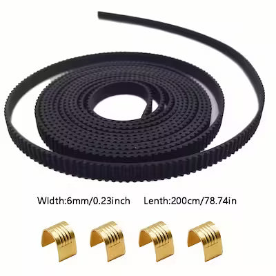 78.74‑inch (2 m) 6 mm GT2 Timing Belt with 4 Sleeves – Compatible with Ender 3, Ender 5, CR‑10 series