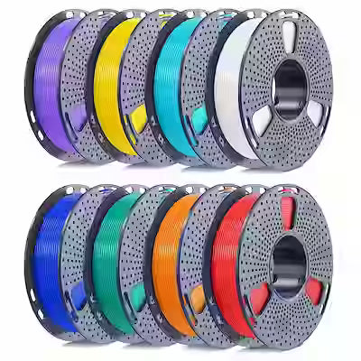 8‑Roll PLA Filament Bundle – 250 g Spools in White, Red, Orange, Yellow, Green, Blue, Cyan & Purple