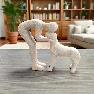 Dog and owner statue home decor sculpture for living room or office
