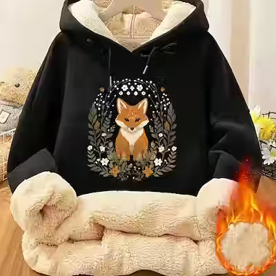 Heated Plus Size Fleece Hooded Sweatshirt