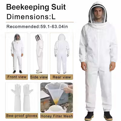 Heavy-duty professional beekeeping suit with full-body protection