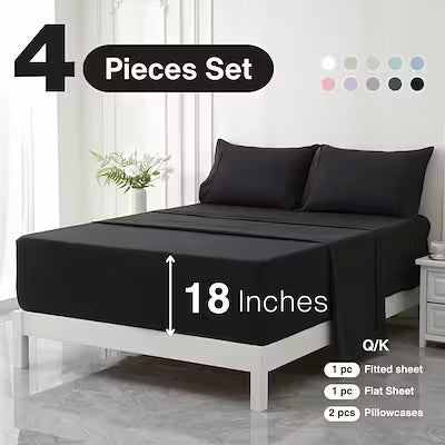 Extra deep pocket bed sheet set with cooling and breathable fabric