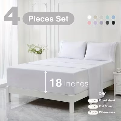 Extra deep pocket bed sheet set with cooling and breathable fabric