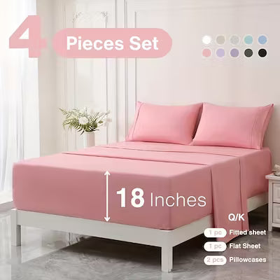 Extra deep pocket bed sheet set with cooling and breathable fabric