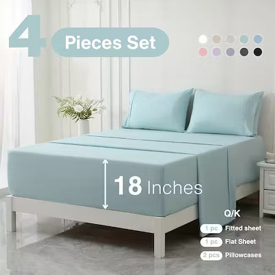 Extra deep pocket bed sheet set with cooling and breathable fabric