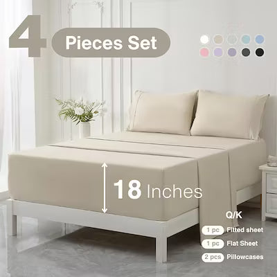 Extra deep pocket bed sheet set with cooling and breathable fabric