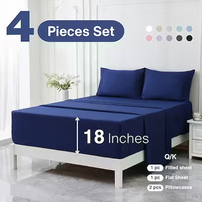 Extra deep pocket bed sheet set with cooling and breathable fabric