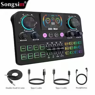 Professional Live Streaming Vocal Mixer with Dual-Camera Support