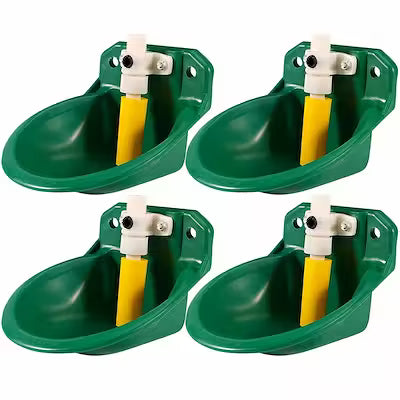 Set of four automatic self-filling water bowls for livestock and pets
