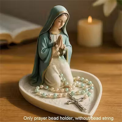 Virgin Mary jewelry display rack with resin craft design