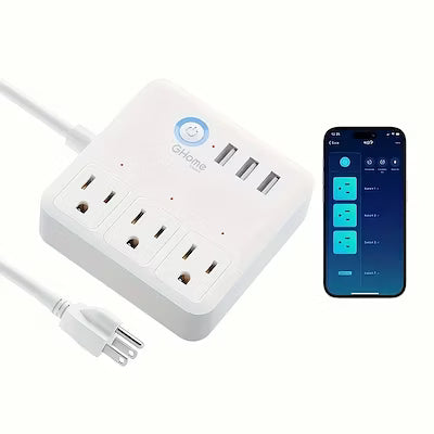 Smart Power Strip with 3 USB Ports and 3 Individually Controlled Outlets