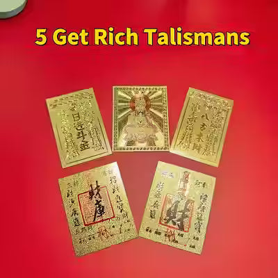 Feng Shui Amulet Set – 5 Decorative Phone Back Charms for Wealth, Academic Success and Wellness