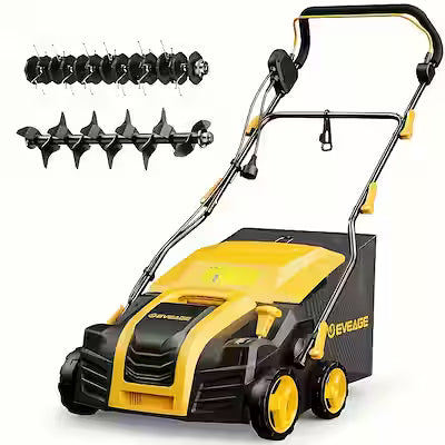 16-inch electric lawn dethatcher and scarifier with 5 depth settings