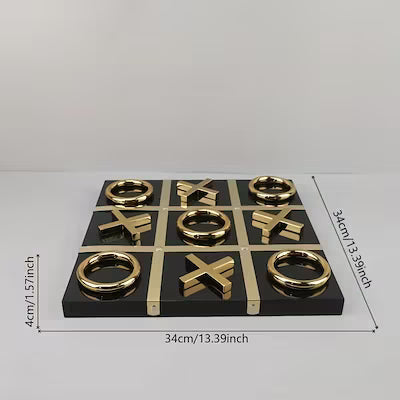 Extra large heavy-duty metal and wood strategy board set with elegant black and golden pieces