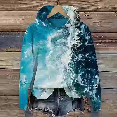 Women's Ombre Wave Design Hoodie