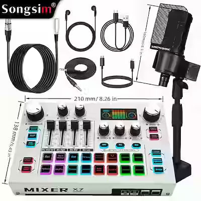 Professional Live Streaming Audio Set with Mixer and Microphone