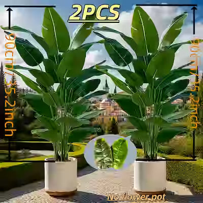 Artificial Banana Trees with 48 Leaves - Indoor and Outdoor Plastic Decor