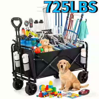 Heavy-duty folding utility cart with 350 to 725 lbs capacity