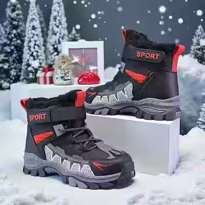 Boys Snow Boots – Multi‑Color Casual High‑Top, Thickened Warm Winter Design for Hiking, Skiing & Running