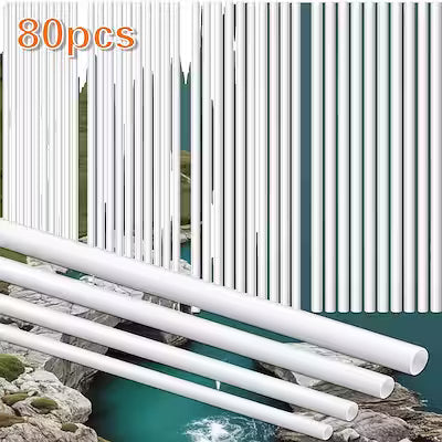80-Piece ABS Plastic Tube Assembly – White Hollow Tubes (Round & Square) in 3 mm, 4 mm, 5 mm, 6 mm OD, 250 mm Length