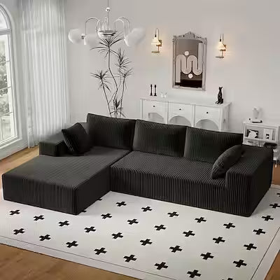 96 Inch L-Shaped Cloud Sofa Set for Living Rooms and Bedrooms
