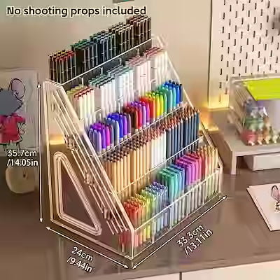 Acrylic pen and brush holder rack for desks and workstations