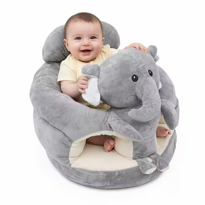 Plush elephant baby support seat with tummy time lounger