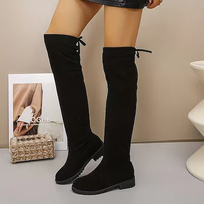 Women's Over‑the‑Knee Stretch Boots – Round Toe, Chunky Heel Platform, Lightweight and Comfortable, Fall/Winter 2025