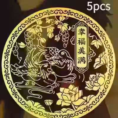 5 Wealth Attraction Phone Stickers with Glossy Spiritual Design