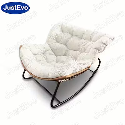 Extra large rocking chair with adjustable headrest and plastic cushion