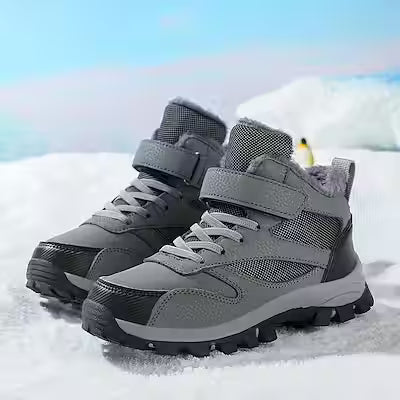 Kids Fleece‑Lined Hiking Shoes – Warm Non‑Slip TPR Sole Outdoor Footwear