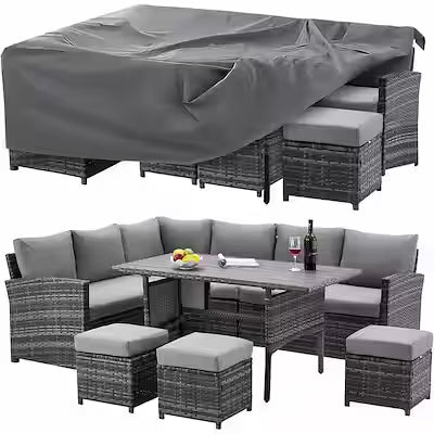 Large waterproof patio furniture set cover for rectangular table and chairs