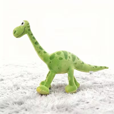 Green Dinosaur Plush Toy with T-Rex and Brachiosaurus Design