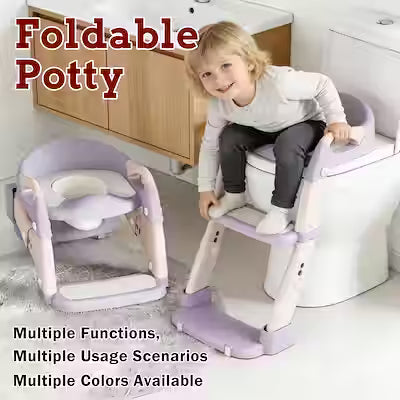 Children’s Toilet Seat with Foldable Step Ladder – Potty Training Seat for Boys and Girls (1 Pack)
