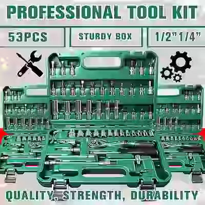 34-Piece Impact Socket Set with 1/2" Drive, SAE & Metric Sizes