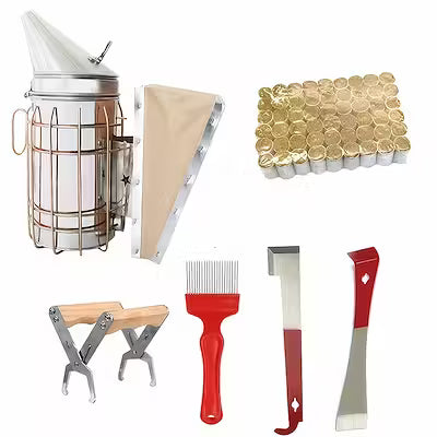 Bee Smoker Kit with Pellets and Essential Tools for Hive Inspections
