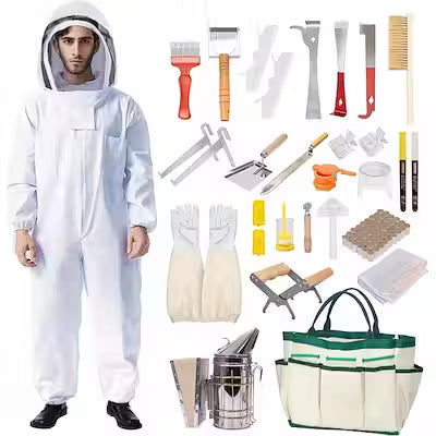 Complete beekeeping starter kit with protective gear and essential tools