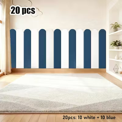 20-Pack 3D Foam Wall Panels – 23.6×5.9 in Thickened Self‑Adhesive Decorative Skirt, Multi‑Color