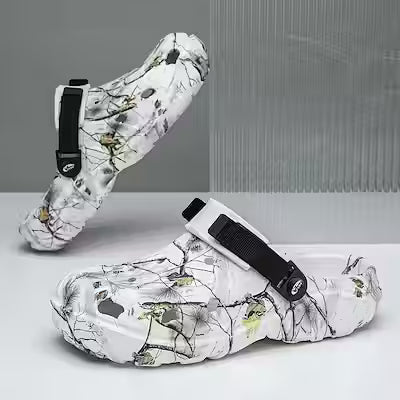 Men's Plus Size Beach Slippers with Thick Sole and Cut-Out Design