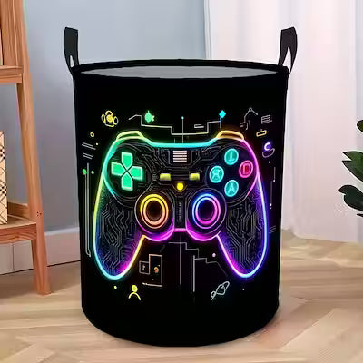 Neon Foldable Laundry Hamper – Collapsible Polyester Storage Bin with Handles