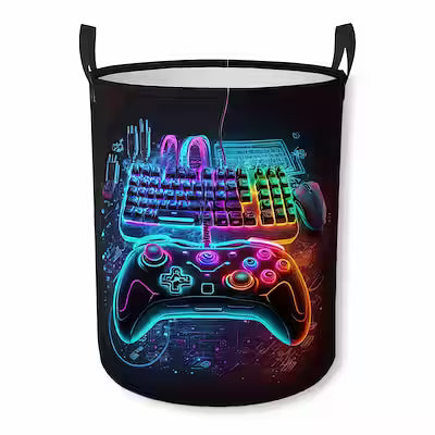 Neon glow-in-the-dark storage basket for laundry and accessories