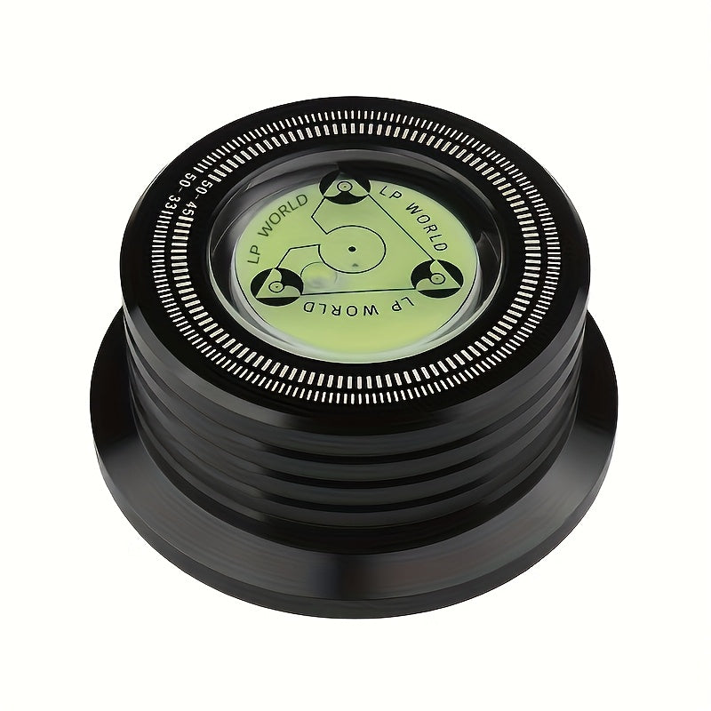 Aluminum Alloy Record Weight Clamp for LP Turntables – 50Hz High Precision Stabilizer with Bubble Level, Battery-Free