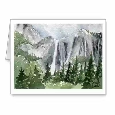 Set of 10 Art Note Cards with Envelopes Featuring Yosemite Falls